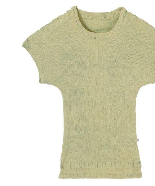 形態安定加工 ムラ染 プリーツシャツ 半袖 | クリーム - 楊柳生地 専門