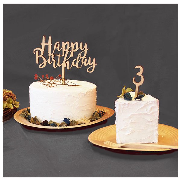 木製ケーキトッパー(Happy Birthday)- おしゃれに誕生日ケーキをデコレーション！