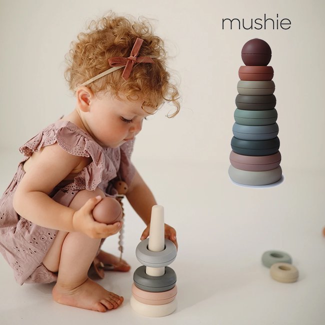 mushie スタッキング リングタワー レインボータワー 知育玩具 