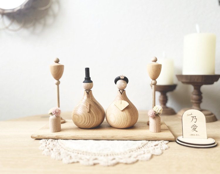 Wooden Hina Doll set x Fete Special (木製ひな人形+ネームプレート