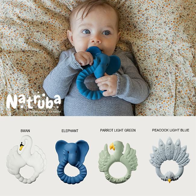 Natruba 歯がため Teether Swan Elephant Parrot デンマークから届いた天然ゴム100 の歯がため ティーザー