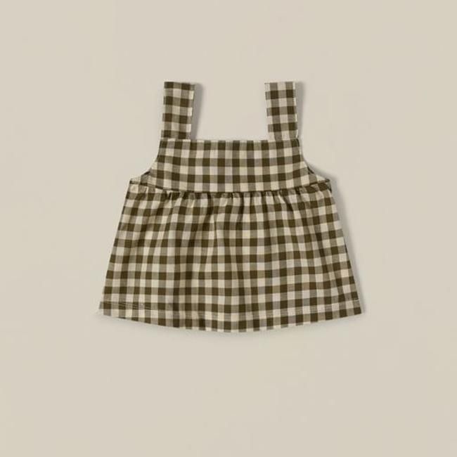 <img class='new_mark_img1' src='https://img.shop-pro.jp/img/new/icons47.gif' style='border:none;display:inline;margin:0px;padding:0px;width:auto;' />【再販予約/4月第1週入荷】【送料無料】Olive Gingham Dolce Top (1-2y/2-3y) by organic zoo OZSS23