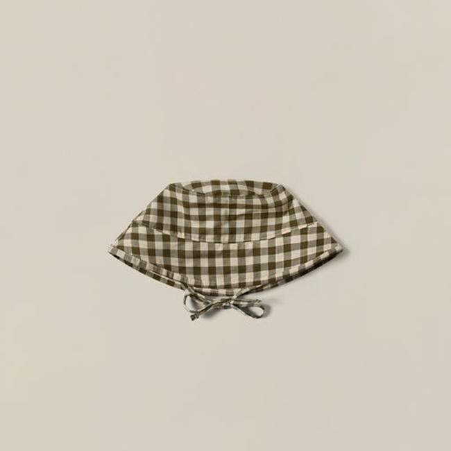 <img class='new_mark_img1' src='https://img.shop-pro.jp/img/new/icons58.gif' style='border:none;display:inline;margin:0px;padding:0px;width:auto;' />【送料無料】Olive Gingham Bucket Sun Hat (0-12m/1-2y/2-3y/3-4y) by organic zoo OZSS23