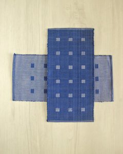 手織りコットンランチョンマット【Sat.Ranjee】北欧デザイン  【チャルコナ】 ブルー 36×16cm