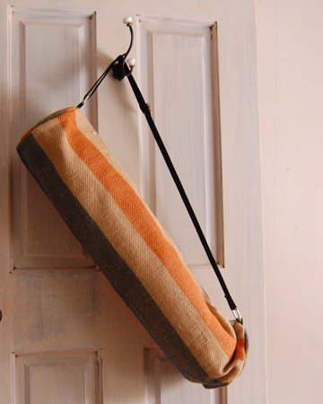 ヨガバッグ(ヨガマットケース)  手織ジュート麻生地 ボーダー オレンジ系