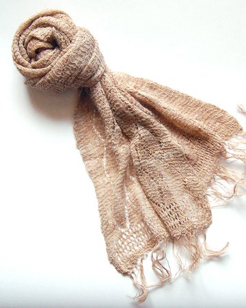 手編み天然素材アロースカーフ(透かし編み) - フェアトレードショップAjee