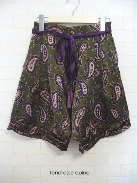 ペイズリー柄サルエルショートパンツ - 大人ガーリー系通販フェミニン