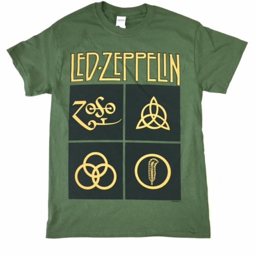 Led Zeppelin レッド・ツェッペリン ロゴ グリーン Tシャツ バンドT