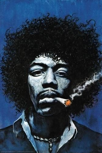 Jimi Hendrix ジミ・ヘンドリックス ブルー サイケアート ロックポスター