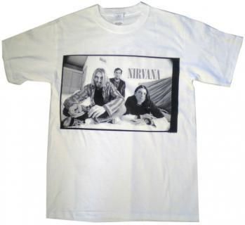 NIRVANA Photo ホワイト T-shirts - バンドTシャツ ロックTシャツ