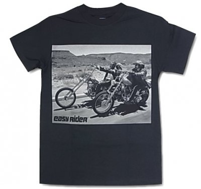 easy rider / イージー・ライダー ブラック モノクロ フォト 映画Tシャツ