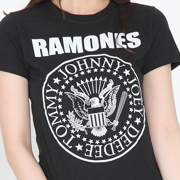 RAMONES / ラモーンズ Seal Marky ブラック レディース Tシャツ