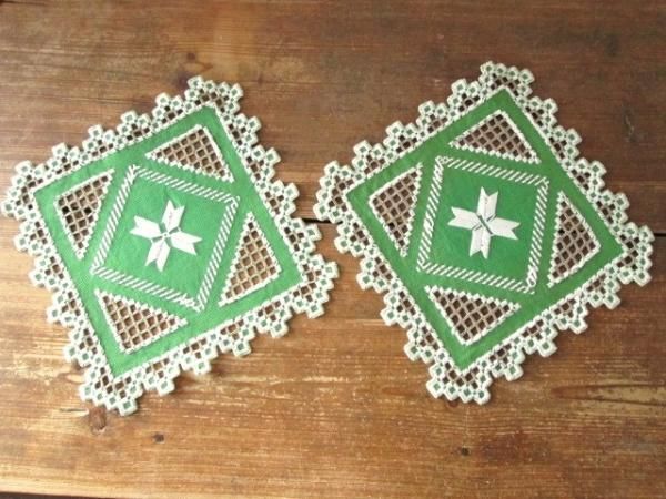 美品☆エレガントな刺繍クロス・ハーダンガー刺繍：No.36