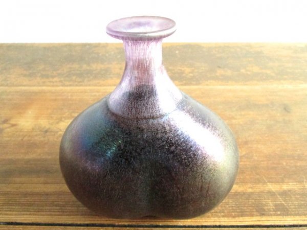 アメリカ ヴィンテージ花瓶H15.5cm - 花瓶