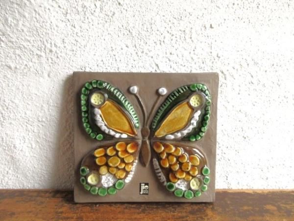陶器壁掛け：Jie/ジィ社製 チョウチョウ/蝶♪ （グリーン