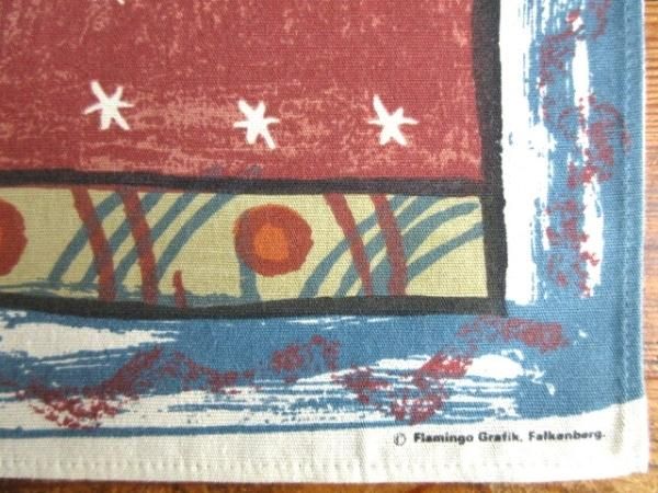 美品☆ プリント・タペストリー：スウェーデン伝統絵画Allmogemalning