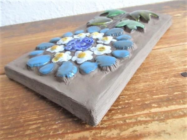 陶器壁掛け：Jie/ジィ社製 お花で寄せ集めて出来たお花♪ ブルー系