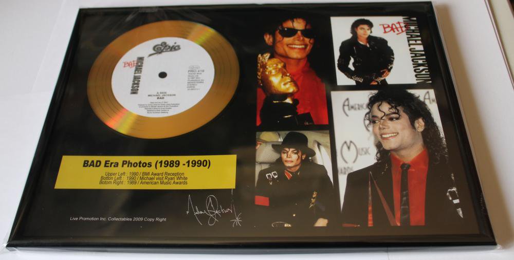 Michael Jackson- 『Bad』　gold album　24金ゴールドレコード　証明書付き - I LOVE CELEB