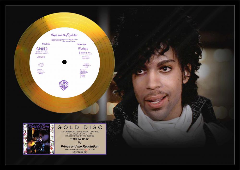 Prince - 『Purple Rain』 gold album 24金ゴールドレコード 証明書