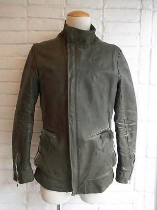 incarnation/󥫥͡HORSE LEATHER BIAS ZIP RIB BLOUSON W/PKT LINED (OLIVE)
