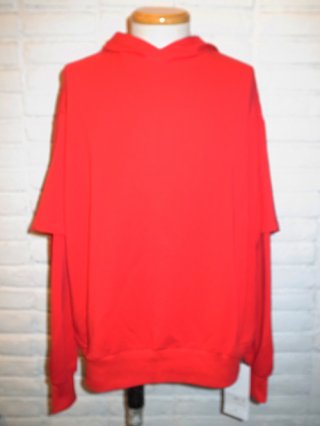 <font color=red>60%OFF</font>【SUPERTHANKS/スーパーサンクス】LIGHT SWEAT LAYERED HOODIE (RED)