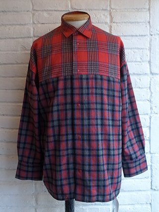 <font color=red>40%OFF</font>【SUPERTHANKS/スーパーサンクス】SWITCHING BACK OPEN SHIRT (RED CHECK)