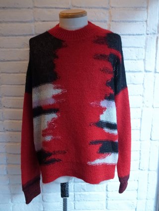 DIET BUTCHER SLIM SKINrandom patter mohair knit pullover (RUBY RED)
