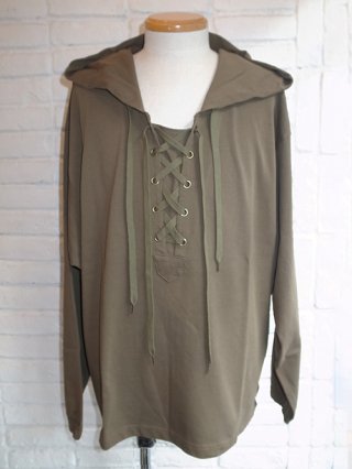 <font color=red>30%OFF</font>【Iroquois/イロコイ】LACE UP HOODIE (KHAKI)