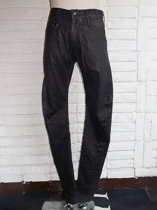 【kiryuyrik/キリュウキリュウ】Coating Suede Zip Curve Pants (BLACK)