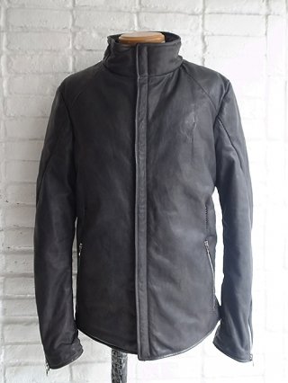 【incarnation/インカネーション】SHEEP LEATHER HIGH NECK ZIP FRONT DOWN BLOUSON LINED (BLACK)