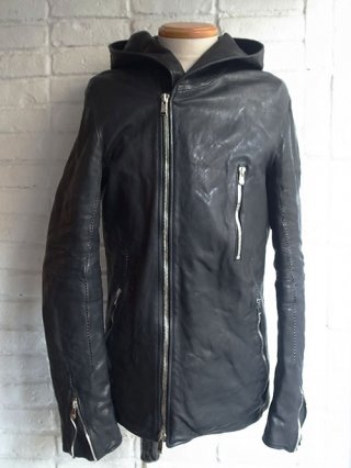 【incarnaiton/インカネーション】SHEEP LEATHER W/BREAST HOODED ZIP BLOUSON LINED JB-3 (BLACK)
