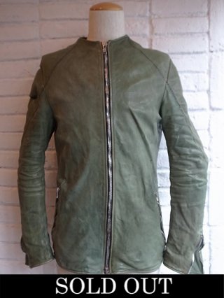 【incarnation/インカネーション】HORSE LEATHER NO COLLAR ZIP/F MOTO SPIRAL ARM LINED (GREEN)