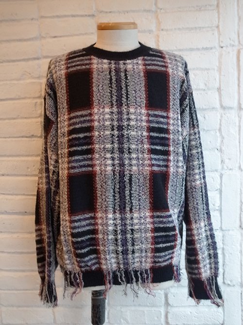 Iroquois/イロコイ】WARP THREAD CHECK KNIT (BLK) - Karaln (カーラル