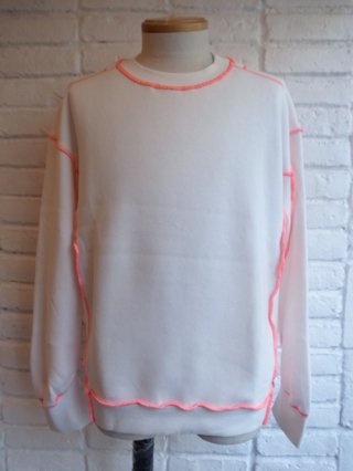 <font color=red>20%OFF</font>【71MICHAEL/ミシェル】FLUORESCENCE STITCH SEAMER SWEAT (WHITE×PINK)
