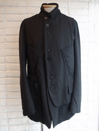 【nude:masahiko maruyama/nude:mm】Patched Jacket w/ Half Vest (BLACK)