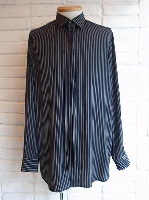 GalaabenD/ガラアーベント】Stripe Ribbon Shirt (BLACK) - Karaln