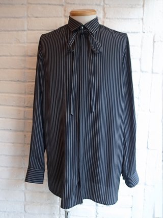 <font color=red>20%OFF</font>【GalaabenD/ガラアーベント】Stripe Ribbon Shirt (BLACK)