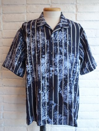 【amok/アモク】PAINT SHRINK BOXING PAINT SHIRTS (NAVY)