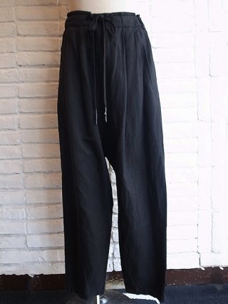 nude: masahiko maruyamaCotton/Linen Cloth GARMENT DYED DROP CROTCH EASY PANTS (BLACK)