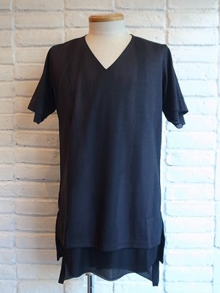 kiryuyrik/奦奦Fade Color FriseTetKnit Layered V-Neck T-Shirts (BLACKBLACK)