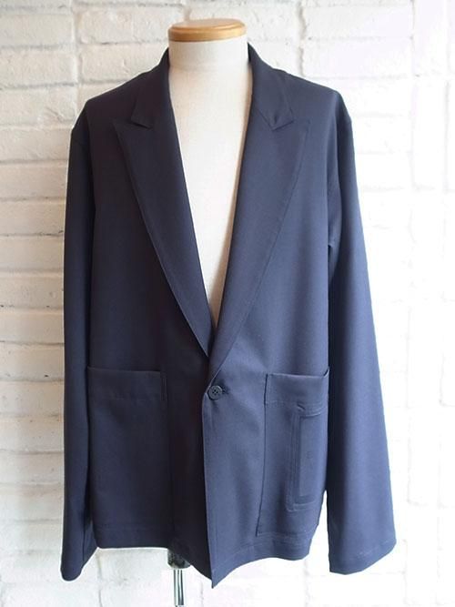 yoshiokubo/ヨシオクボ】SUMMER WOOL HAORI JACKET (D.NAVY) - Karaln