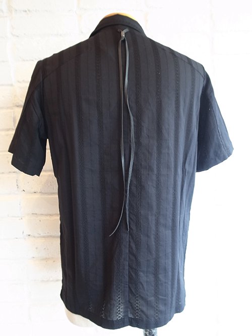 STRUM/ストラム】Stripe Cotton Leno Cloth Open-necked Short-Sleeve