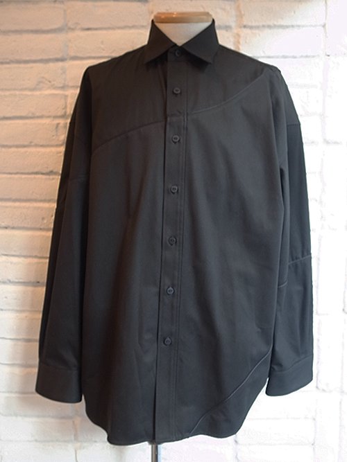 yoshiokubo/ヨシオクボ】CURVED PIPING SHIRT (BLACK) - Karaln