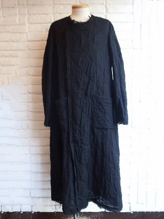 nude:masahiko maruyamaWool Slub Yarn Sand Jaquard Cloth CUT OFF LONG COAT (BLACK)