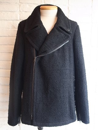 【nude:masahiko maruyama】Wool Loop Twill Tweed OVERSIZED BIKER'S JACKET (BLACK)
