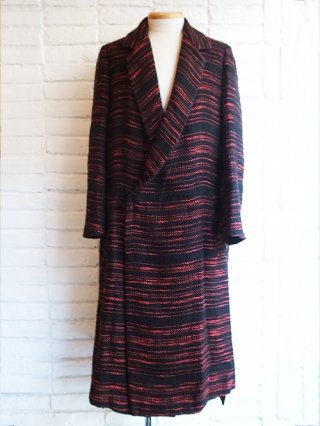 【nude:masahiko maruyama】Cotton Slub/Wool Double Cloth LONG COAT (BLACK/RED)