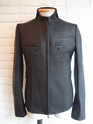 【kiryuyrik/キリュウキリュウ】Calf Leather Single Riders Jacket (BLACK)