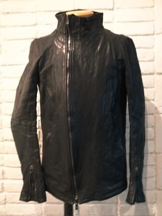 incarnationCALF LEATHER HI NECK BIAS ZIP DARTS SHOULDER BLOUSON #2 LINED JB-1 (BLACK EDITION)