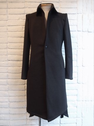 【kiryuyrik/キリュウキリュウ】Knit Melton Stand Collar Flare Jacket (BLACK)