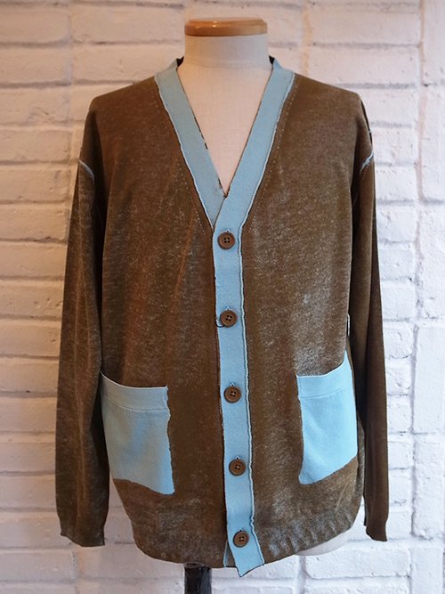 yoshiokubo/ヨシオクボ】RUBBED KNIT CARDIGAN (KHAKI) - Karaln